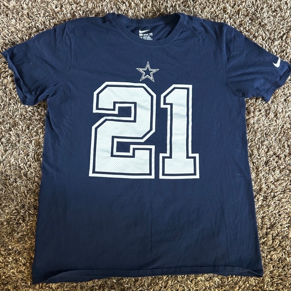 Mens Nike Tee NFL Dallas Cowboys Ezekiel Elliott Shirt Jersey Sz L Athletic Cut
